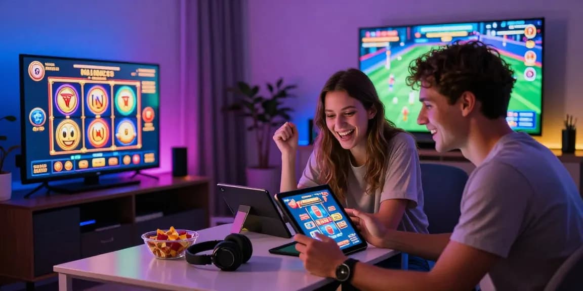 Engaged players enjoying new online casinos UK with slot games and vibrant atmosphere.