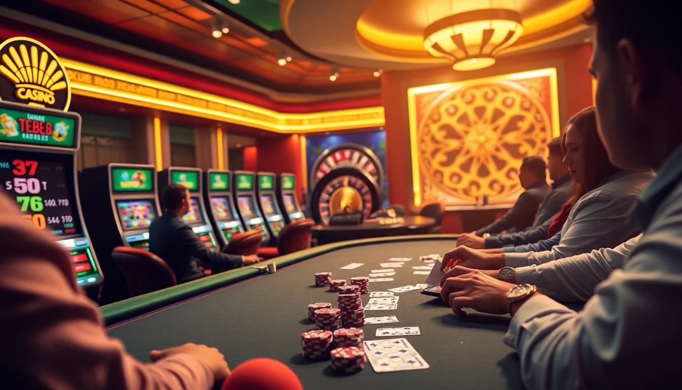 Experience the thrill of UU88 with energetic players at a professional casino table.