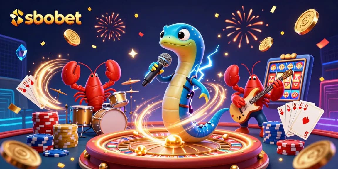 Experience sbobet in action with vibrant underwater casino characters, celebrating wins!