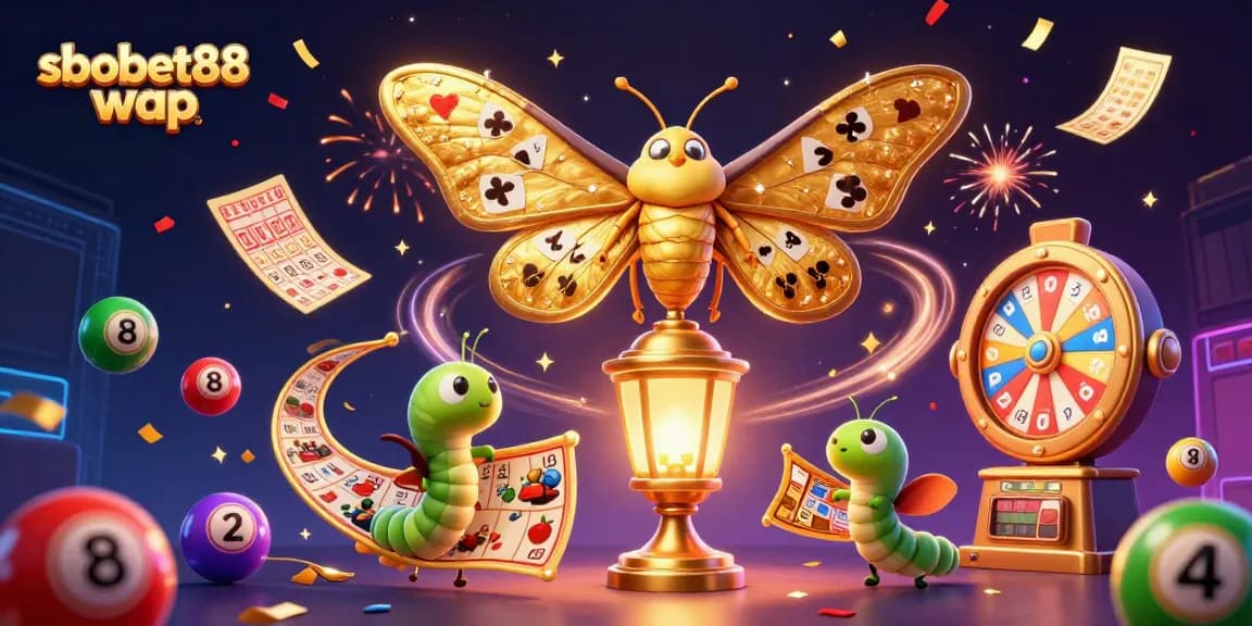 Bet and win with sbobet88 wap in a vibrant casino scene featuring golden elements and lottery excitement.
