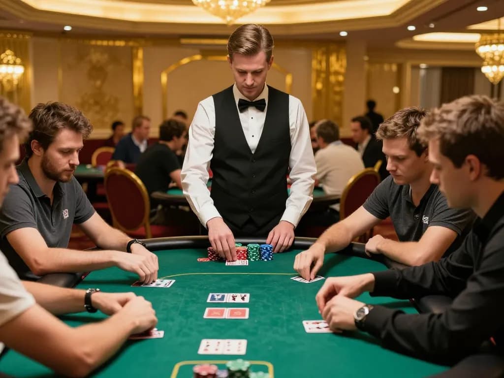 Intense poker game scene at FLY88MB casino, showcasing strategy and excitement in gameplay.