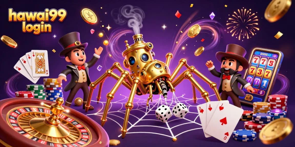 Experience the thrill with hawai99 login, where luck dances around cascading poker chips and golden coins.