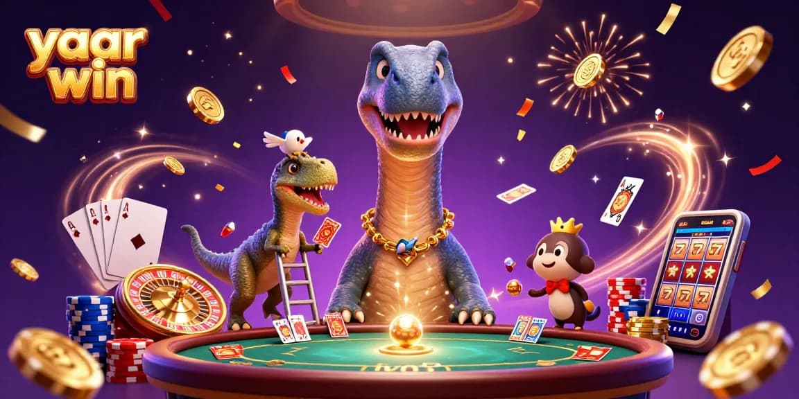 Engage with the thrilling world of yaar win as the brontosaurus oversees a vibrant casino scene.