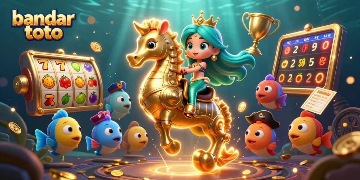 Rasakan keseruan bandar toto dengan ilustrasi 3D putri duyung dan kuda laut bermain slot.