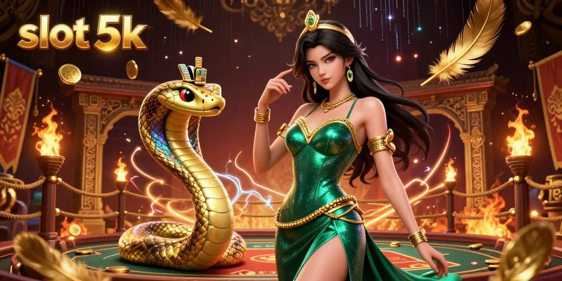 Experience the thrill of gaming with slot 5k, featuring rich visuals, golden elements, and an iconic cobra character.