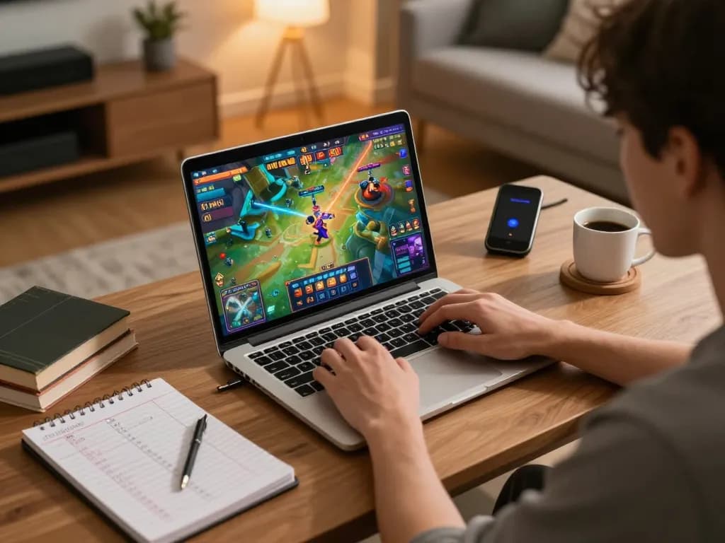 Player strategizing on game nổ hũ during an exciting online gaming session at home.