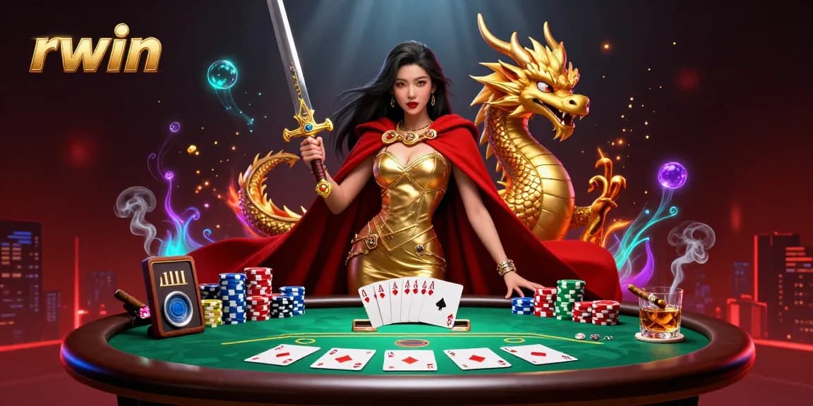 Engage with exciting rwin gameplay featuring a warrior queen in a casino-themed scene.