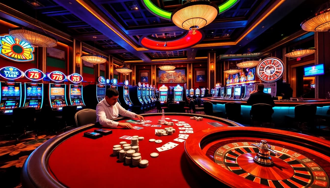 Experience thrilling gameplay at 7xl סוכן poker tables with vibrant decorations and engaging atmosphere.