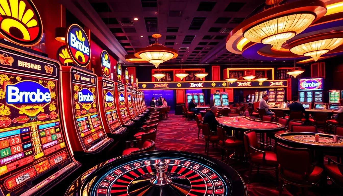 Experience the thrill of Bro138 login at a luxurious casino featuring dynamic slot machines and engaging players.