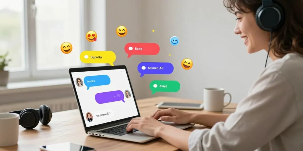 Engaging conversation with spicy chat AI in a vibrant digital workspace, user interacting with an animated character.