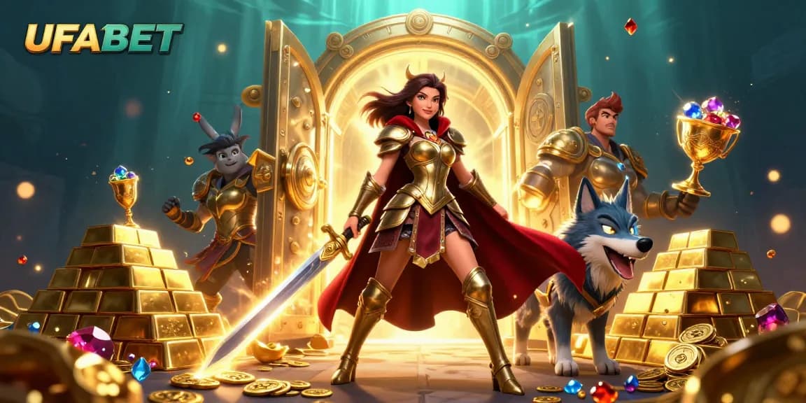 Experience the thrill of UFABET with stunning live casino action featuring vibrant characters and rich treasures.