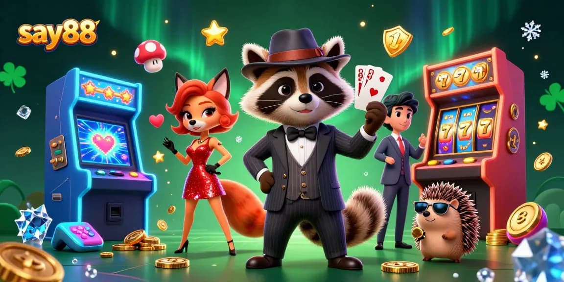 Experience the thrill of gambling with say88 in a vibrant 3D casino illustration blending excitement and fun.