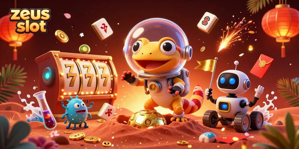 Engage with zeus slot as the Martian gecko uncovers a hidden golden casino in dynamic 3D illustration.