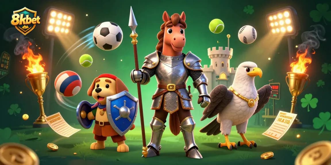 Experience the excitement of 8xbet online gaming with glimmering trophies and dynamic betting slips.
