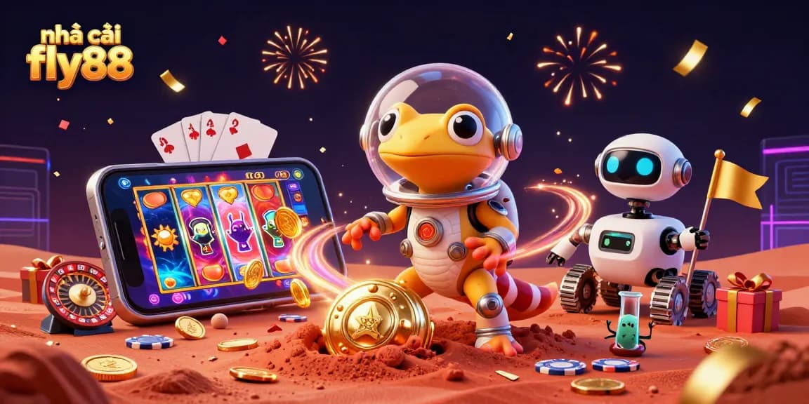 Play exciting games at nhà cái fly88 - where a Martian gecko and robot uncover a golden casino!