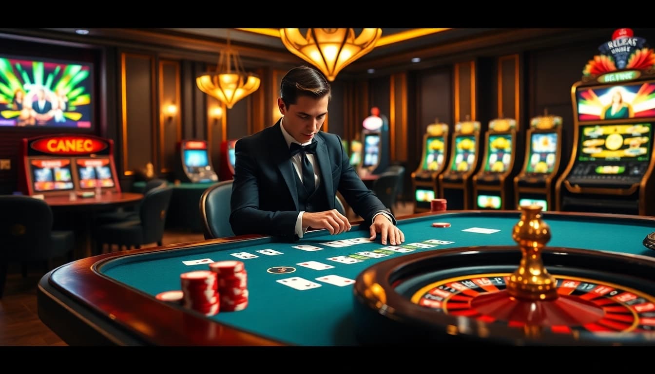 Engaging scene at MB66 casino, showcasing thrilling poker gaming and vibrant roulette excitement.