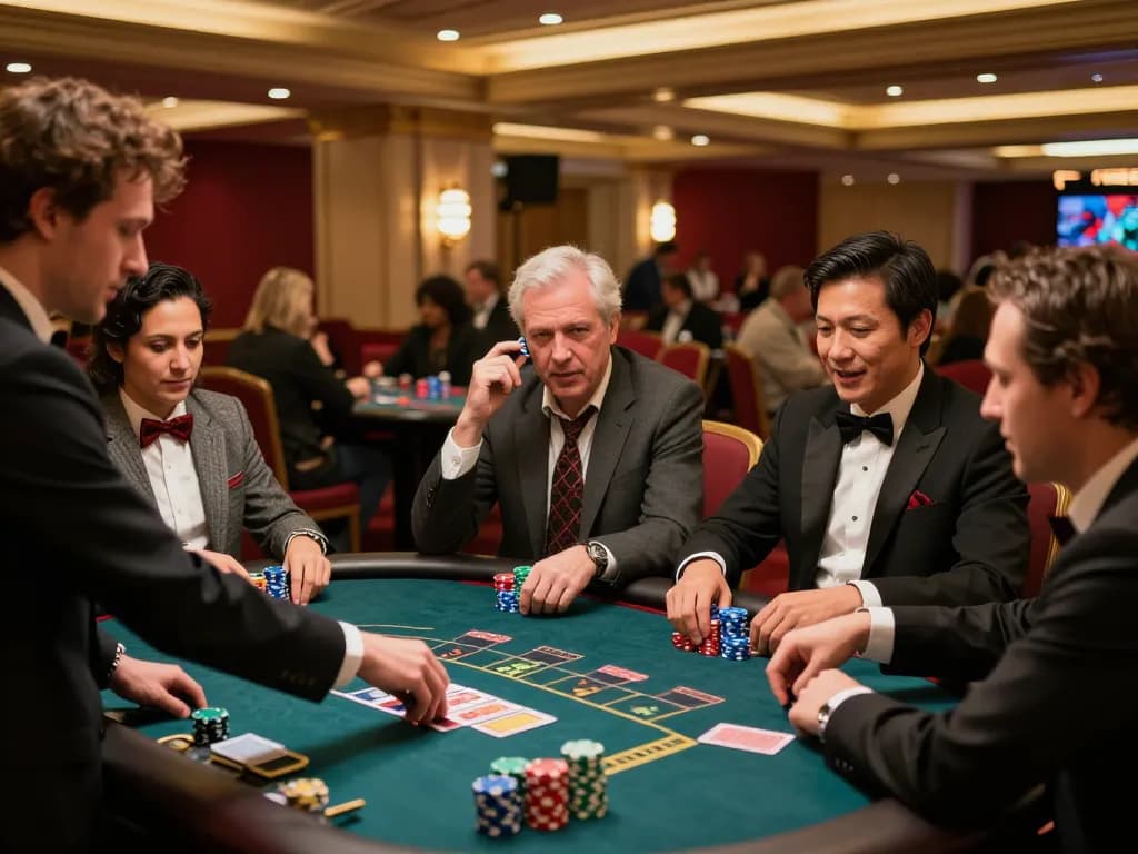 Players strategizing and enjoying a thrilling moment at a casino table with SpinAdvisor recommendations in mind