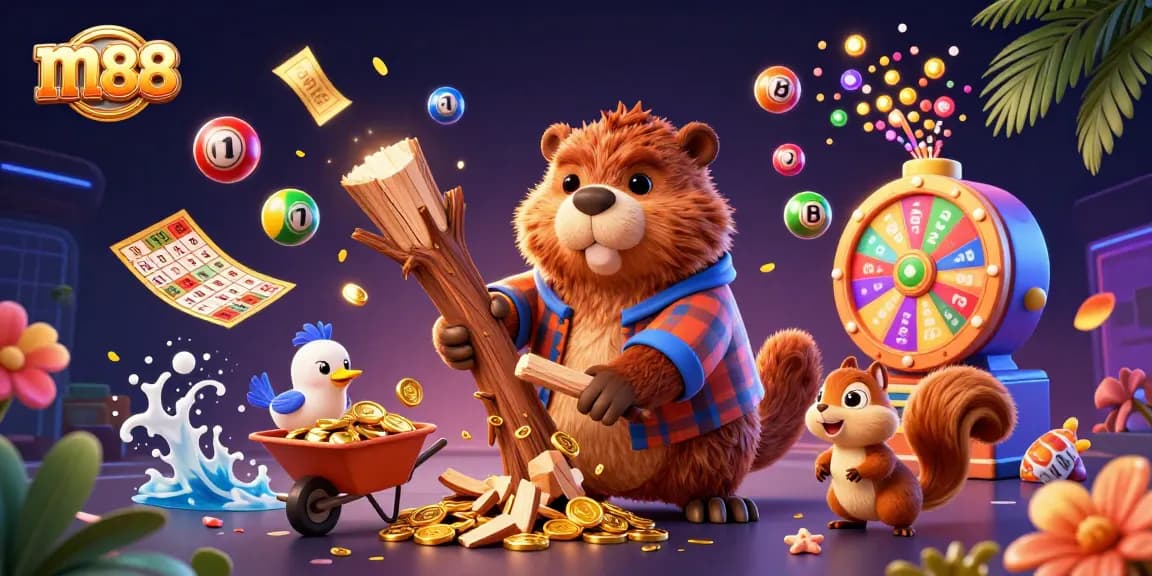 Engage with the thrilling world of m88, where a beaver and friends collect abundant golden rewards!