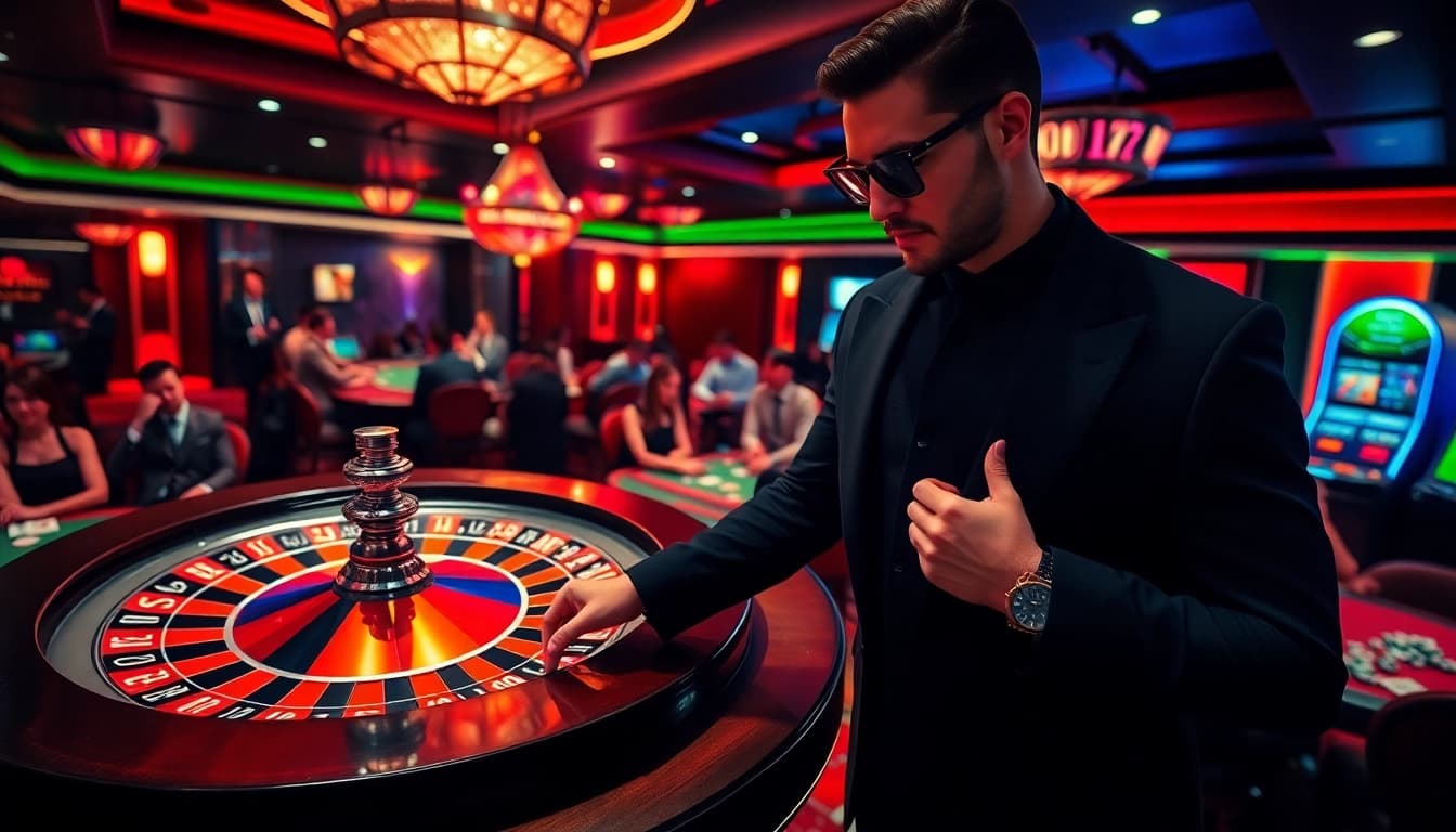 Experience excitement at the tables with https://www.eejl88888.com/ – vibrant casino scene with roulette and players.