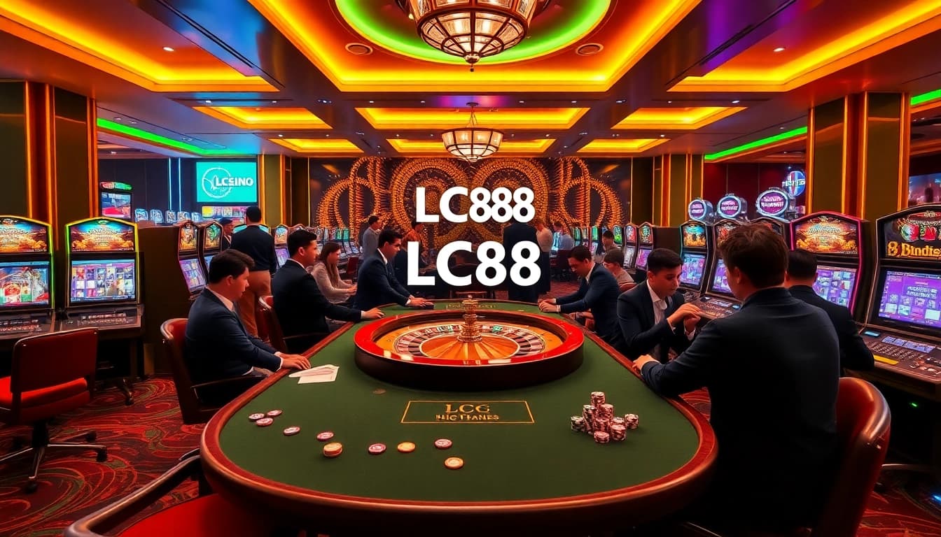 Experience LC88's thrilling live gaming atmosphere with vibrant tables and excited players.