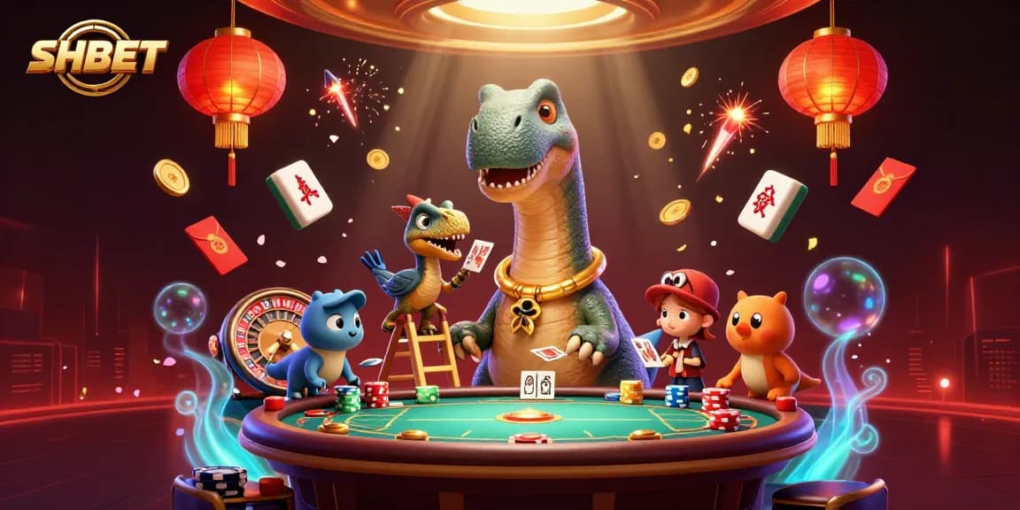 Engage with SHBET's vibrant online casino experience featuring colorful characters and elements.