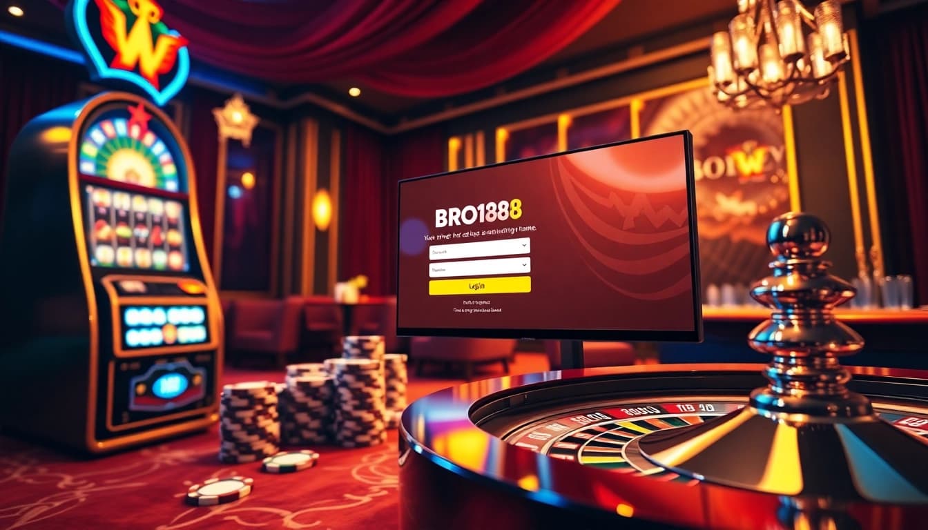 Experience the excitement of bro138 login with vibrant casino elements and inviting atmosphere.
