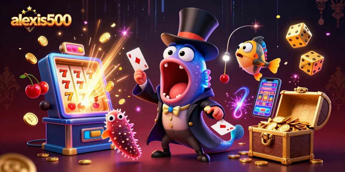 Engage in thrilling games at alexis500 with dazzling winnings illustrated by vibrant characters.