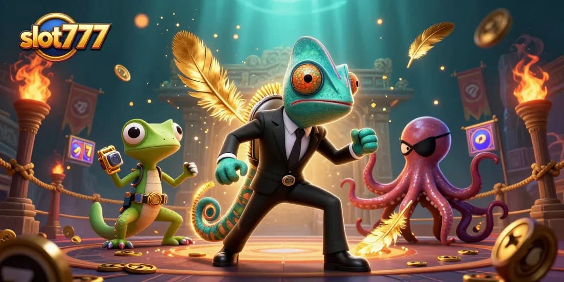 Experience the excitement of slot777 with vibrant characters and dynamic casino-themed elements.