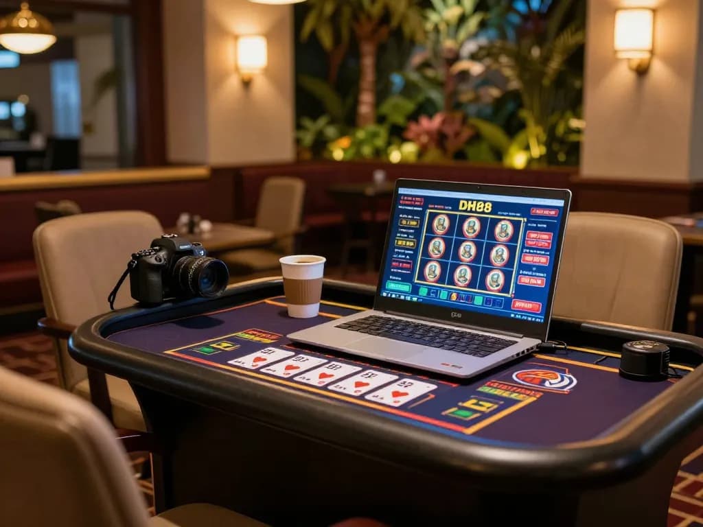 Engaging gameplay at DH88 online casino with vibrant slots on laptop.