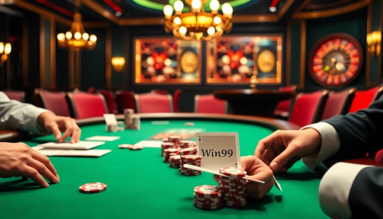 High-stakes poker action at a casino table, embodying the thrill of win.99.