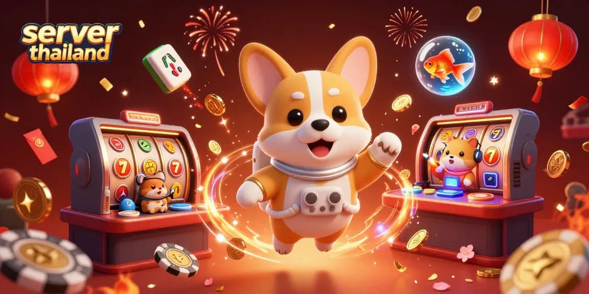 Experience thrilling gameplay with server thailand, as a corgi astronaut enjoys casino excitement in zero gravity.