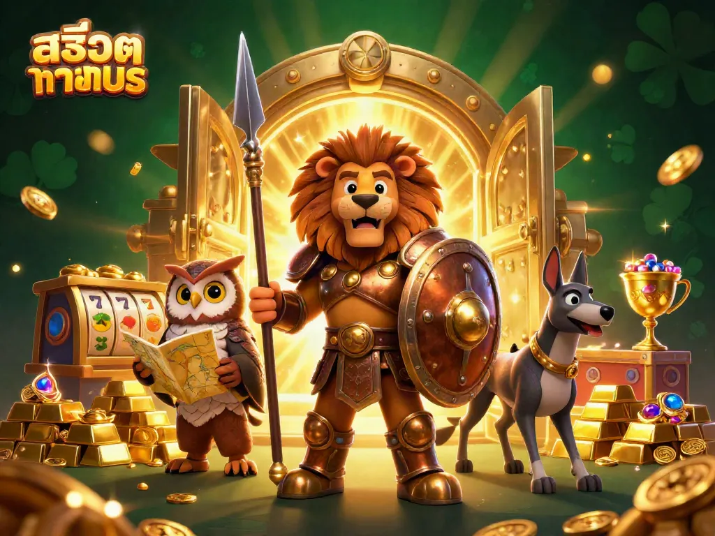 Spin the reels with สล็อตทดลอง in a vibrant 3D illustration showcasing thrilling casino action.
