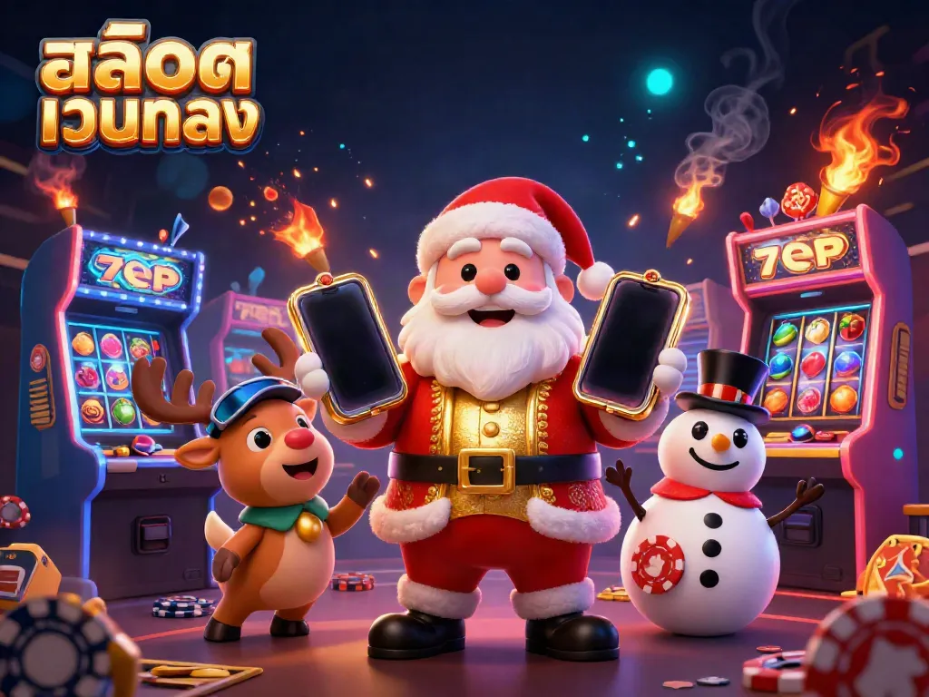 Engage with สล็อตเว็บตรง while enjoying Santa's jackpot slots in a vibrant casino scene.