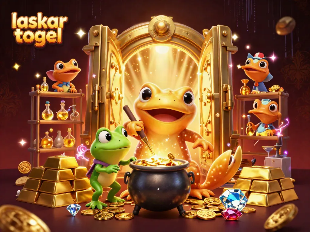 Experience thrilling gameplay with laskar togel, showcasing alchemy and treasure in a vibrant illustration.