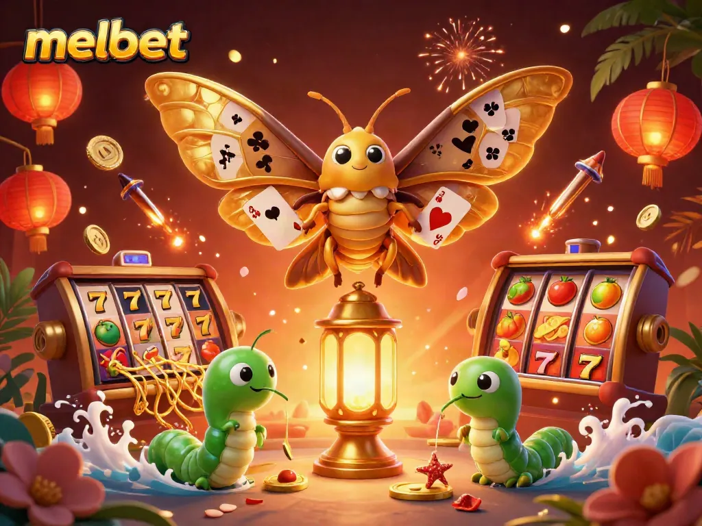 Engage with melbet's vibrant casino atmosphere featuring an atlas moth and immersive gaming elements.