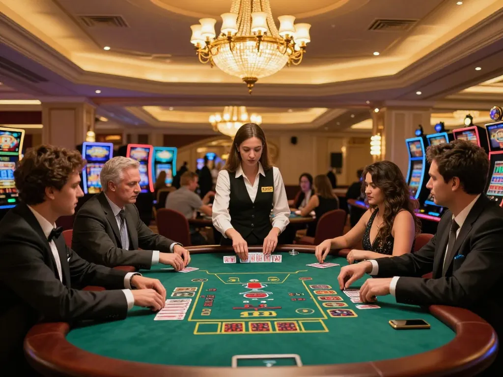 Players engage at TT88 blackjack table, showcasing strategy and excitement in high-stakes casino