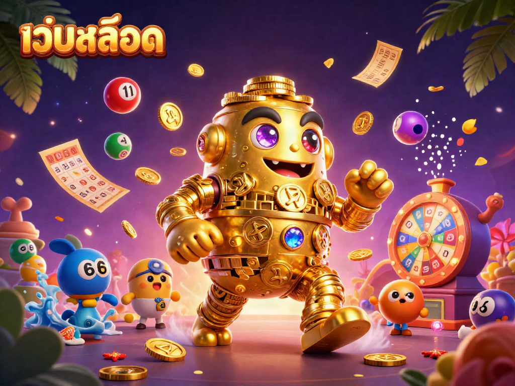 Win big with เว็บสล็อต in this vibrant, action-packed casino digital illustration.