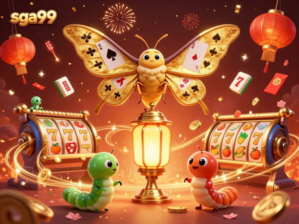 Engage with sga99's thrilling casino scenes featuring golden moths and dynamic gaming elements.