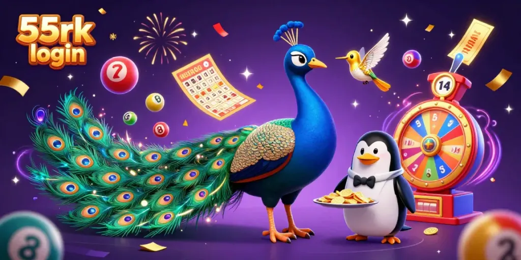 Experience excitement with 55rk login through this vibrant, dynamic casino-themed illustration.