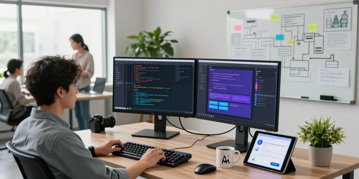 Spicy AI development workspace with engineers collaborating on innovative chat solutions.