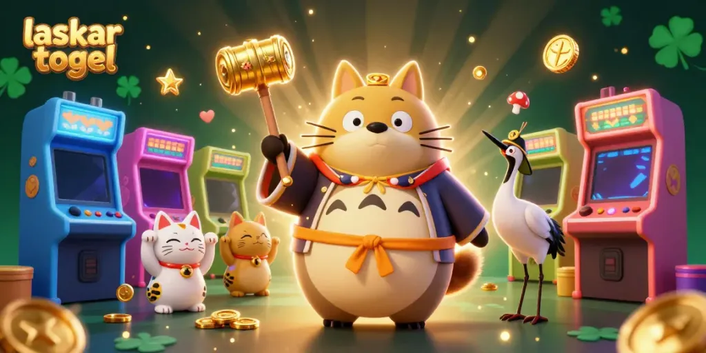 Laskar togel offers a vibrant 3D illustration of playful characters enriching the online gaming atmosphere.