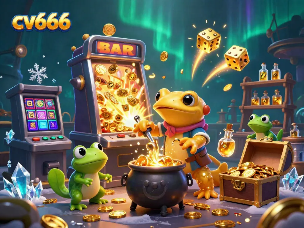 Experience the thrilling cv666 casino game world with vibrant golden elements and exciting characters.