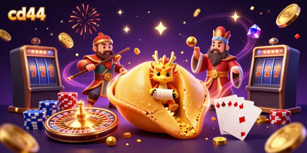 Spin and win with cd44's casino magic featuring golden coins and vibrant gaming elements.