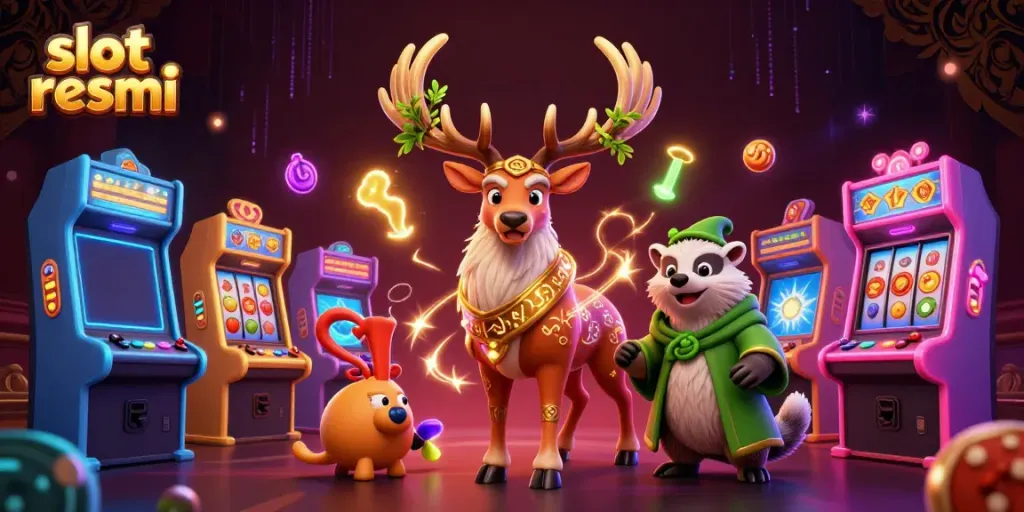 Spin the reels with slot resmi in this vibrant 3D casino scene featuring a Celtic druid and a badger.