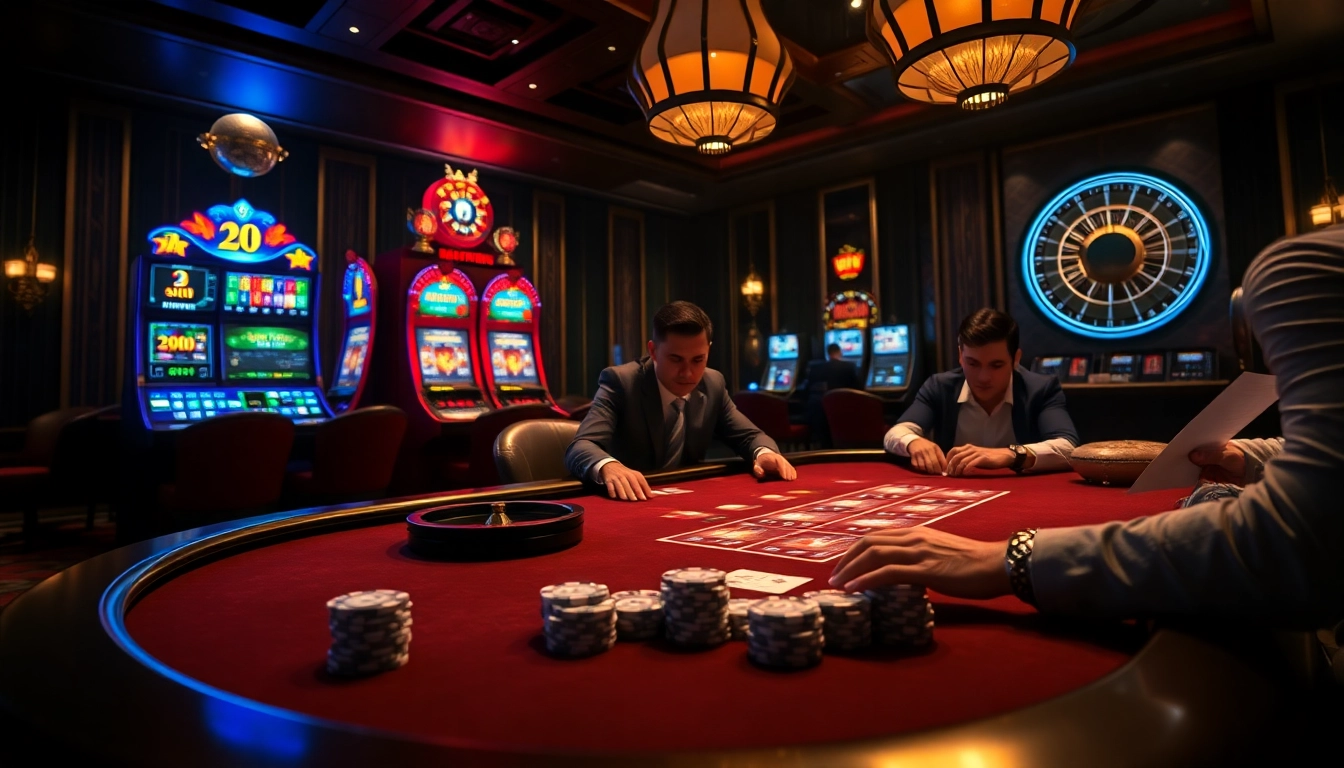 Players engaging in thrilling poker at LC88's luxurious online casino.