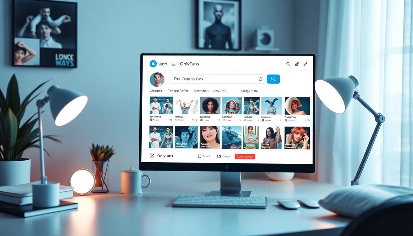OnlyFans Search interface showcasing diverse creators and advanced filters in a modern workspace.