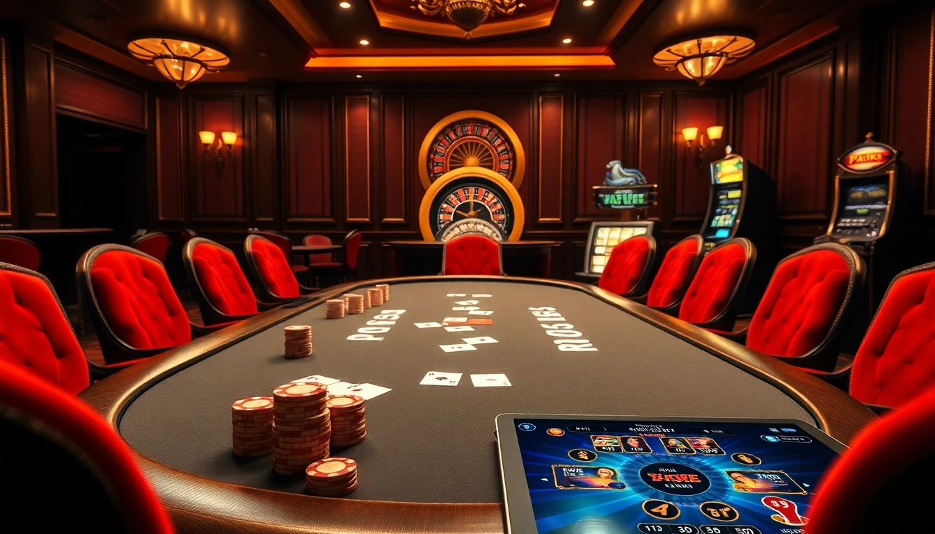 התחושו את ההתרגשות של רמי אונליין בסצנת פוקר צבעונית ותוססת הכוללת שבבי פוקר וקלפים.