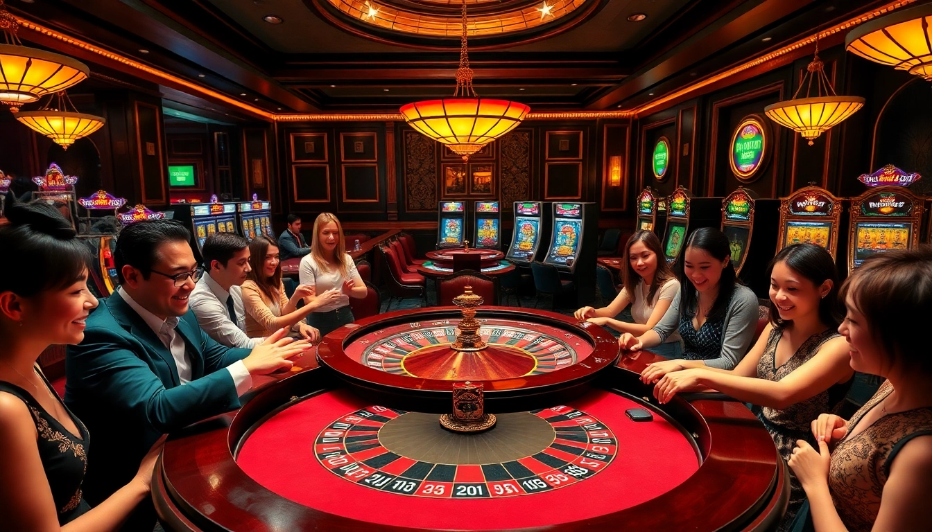 Exciting casino atmosphere with players at the roulette table, featuring nhà cái Man88 for an engaging gambling experience.