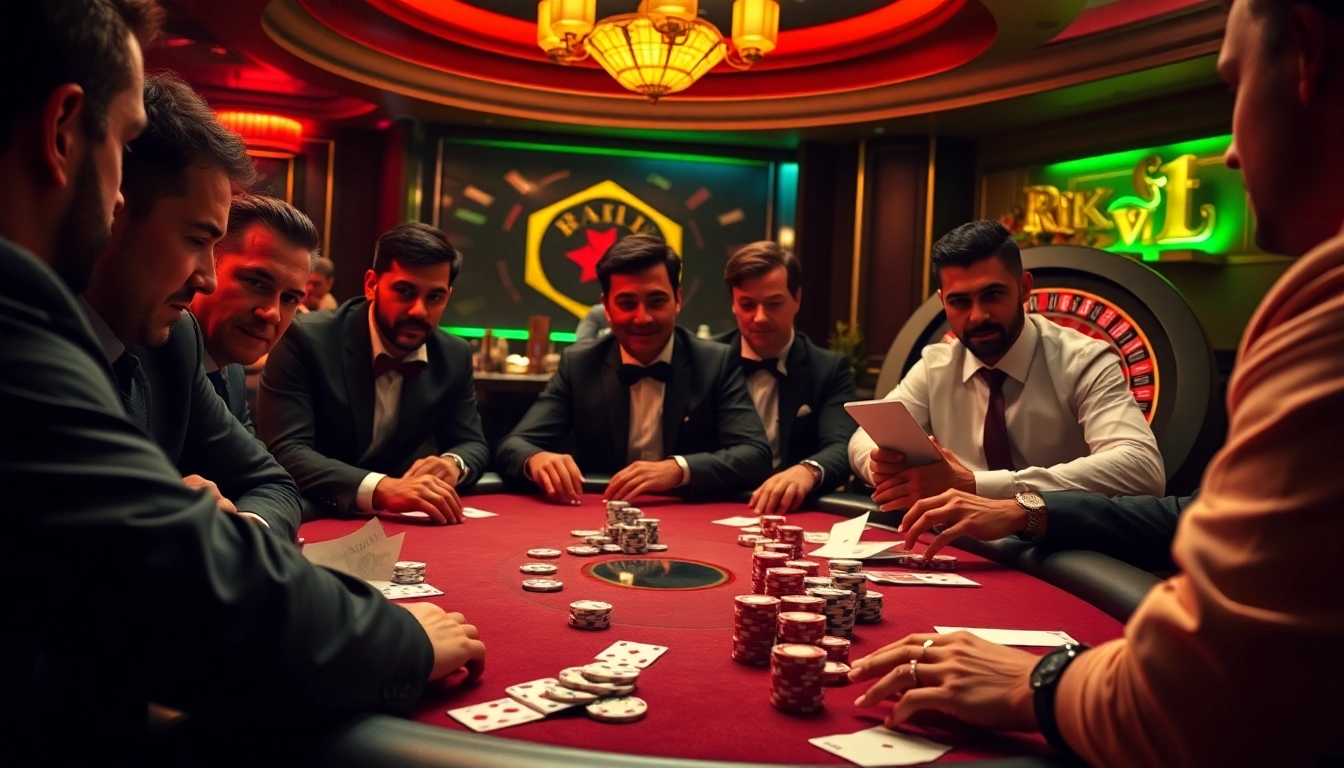 Experience high-stakes excitement at the rik vip poker table surrounded by professional players.