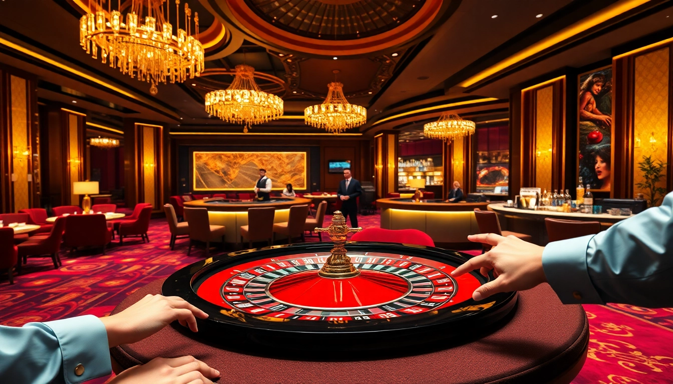 Engaging casino scene featuring players at the roulette table, highlighting the brand Man88.